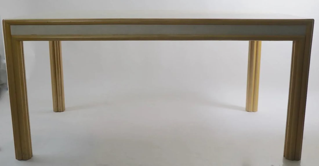 Large Bamboo and Formica Dining Conference Table Desk Attributed to Ficks Reed - 2