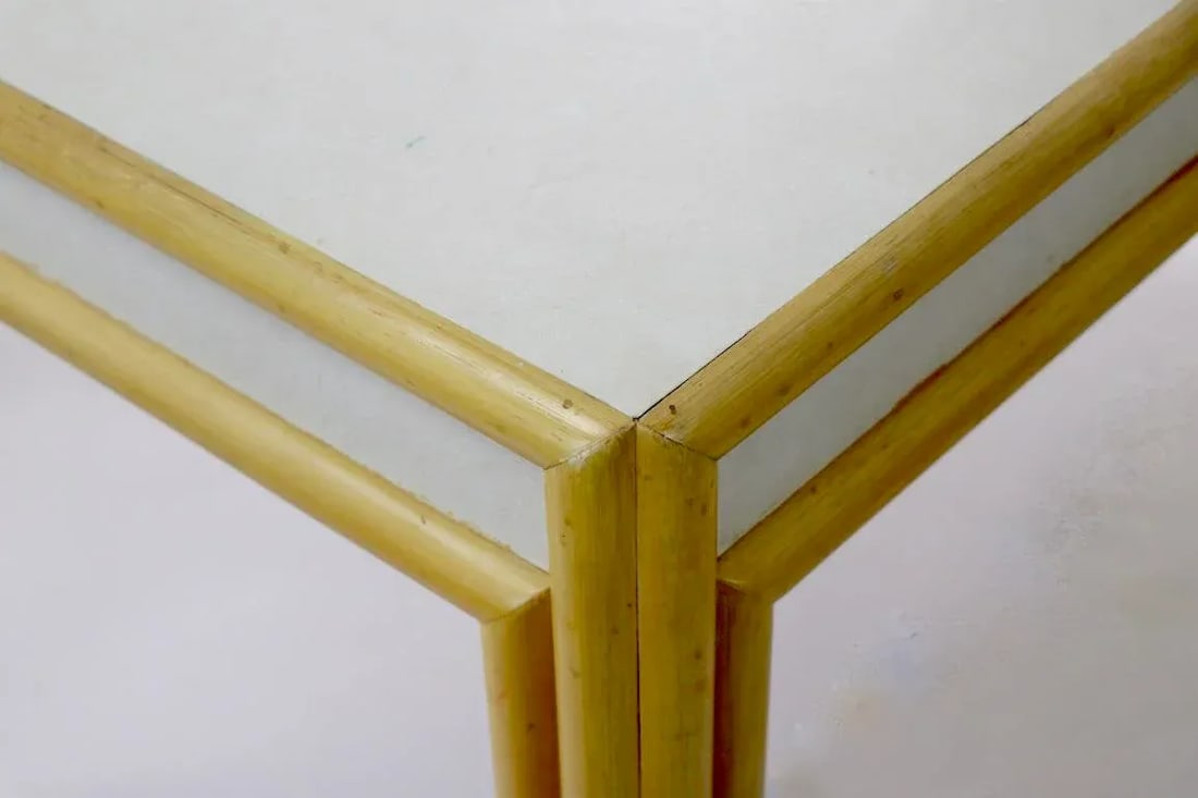 Large Bamboo and Formica Dining Conference Table Desk Attributed to Ficks Reed - 5