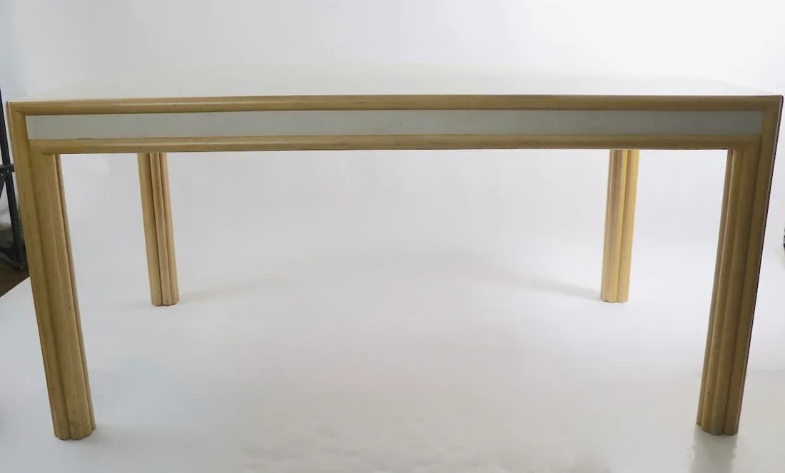 Large Bamboo and Formica Dining Conference Table Desk Attributed to Ficks Reed - 6