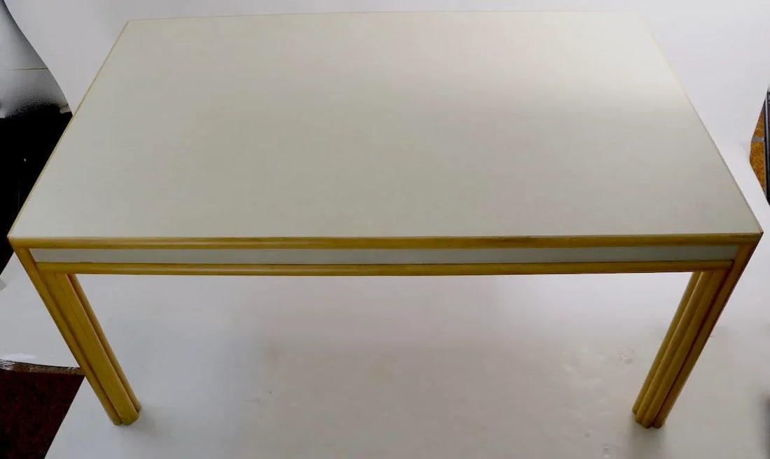 Large Bamboo and Formica Dining Conference Table Desk Attributed to Ficks Reed - 7
