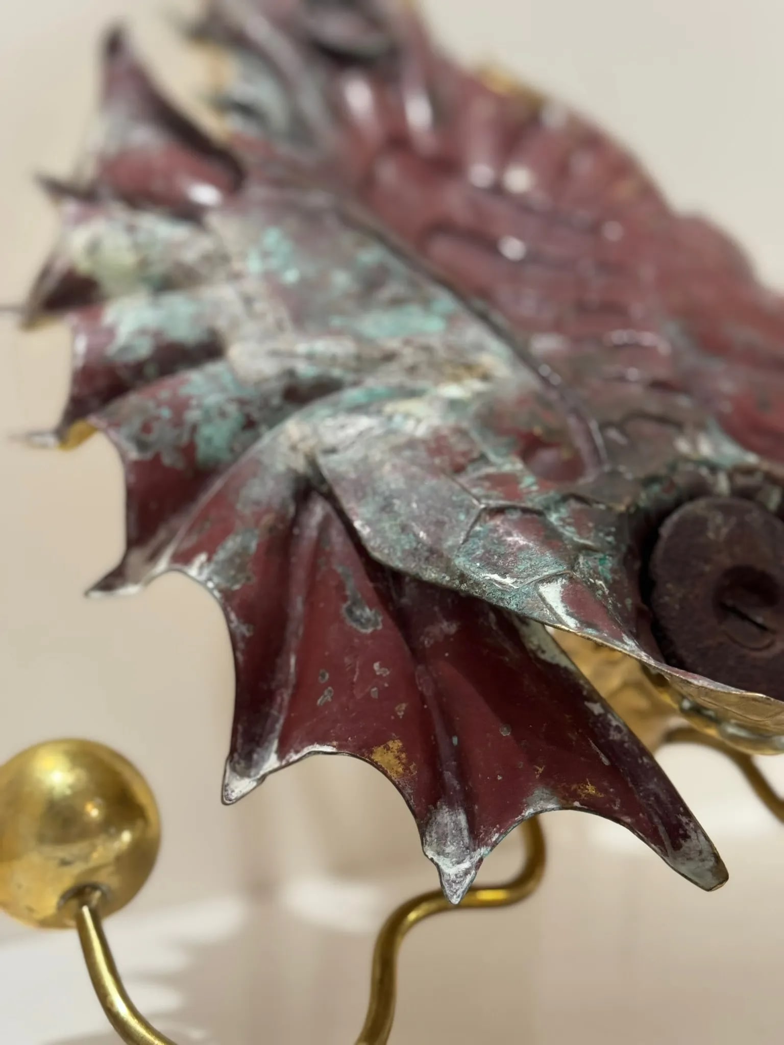 Antique Chinese Bronze Koi Fish Wall Sconce - Early 20th Century - 11