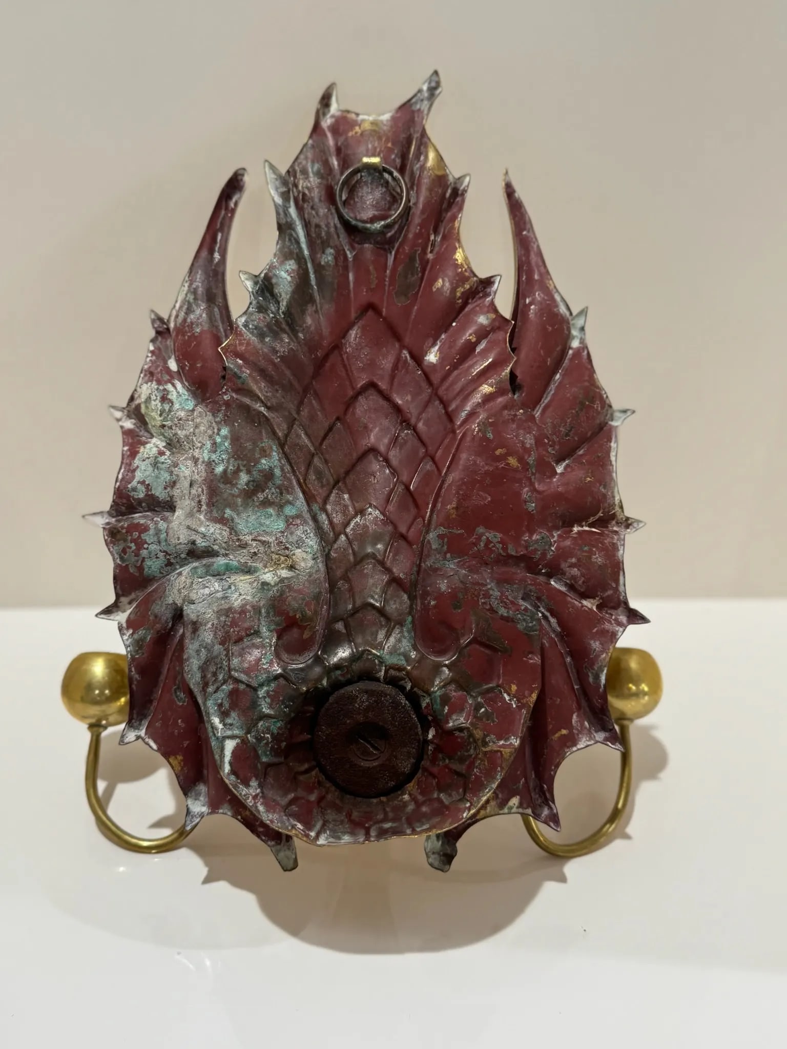 Antique Chinese Bronze Koi Fish Wall Sconce - Early 20th Century - 9
