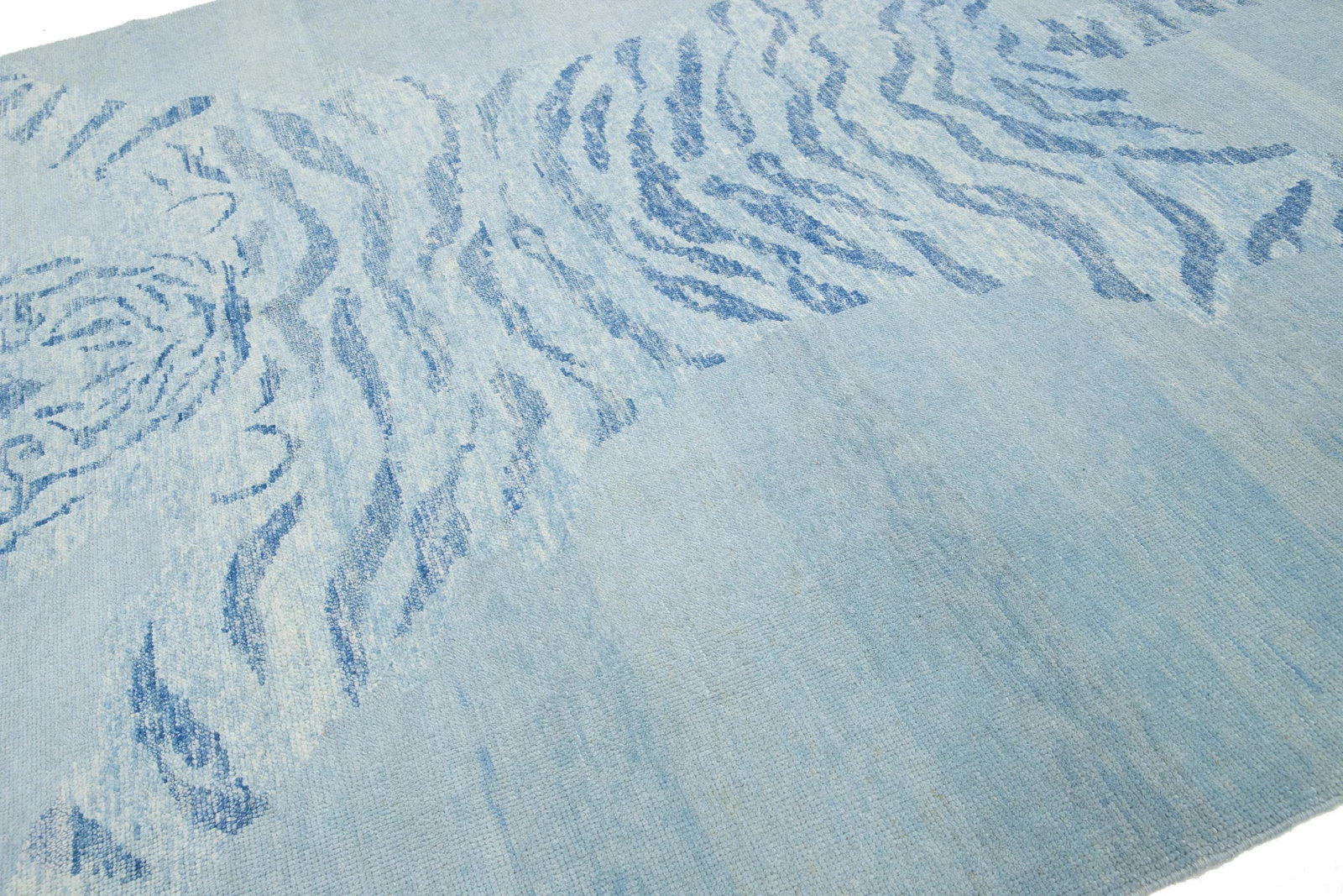 Handmade in Light Gray Modern Wool Rug With a Tiger Design - 6
