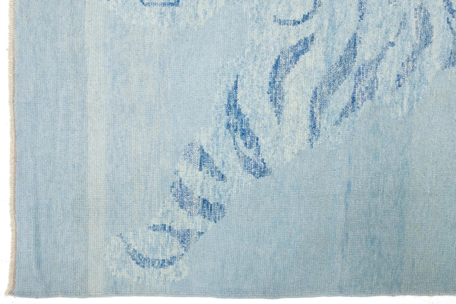 Handmade in Light Gray Modern Wool Rug With a Tiger Design - 8