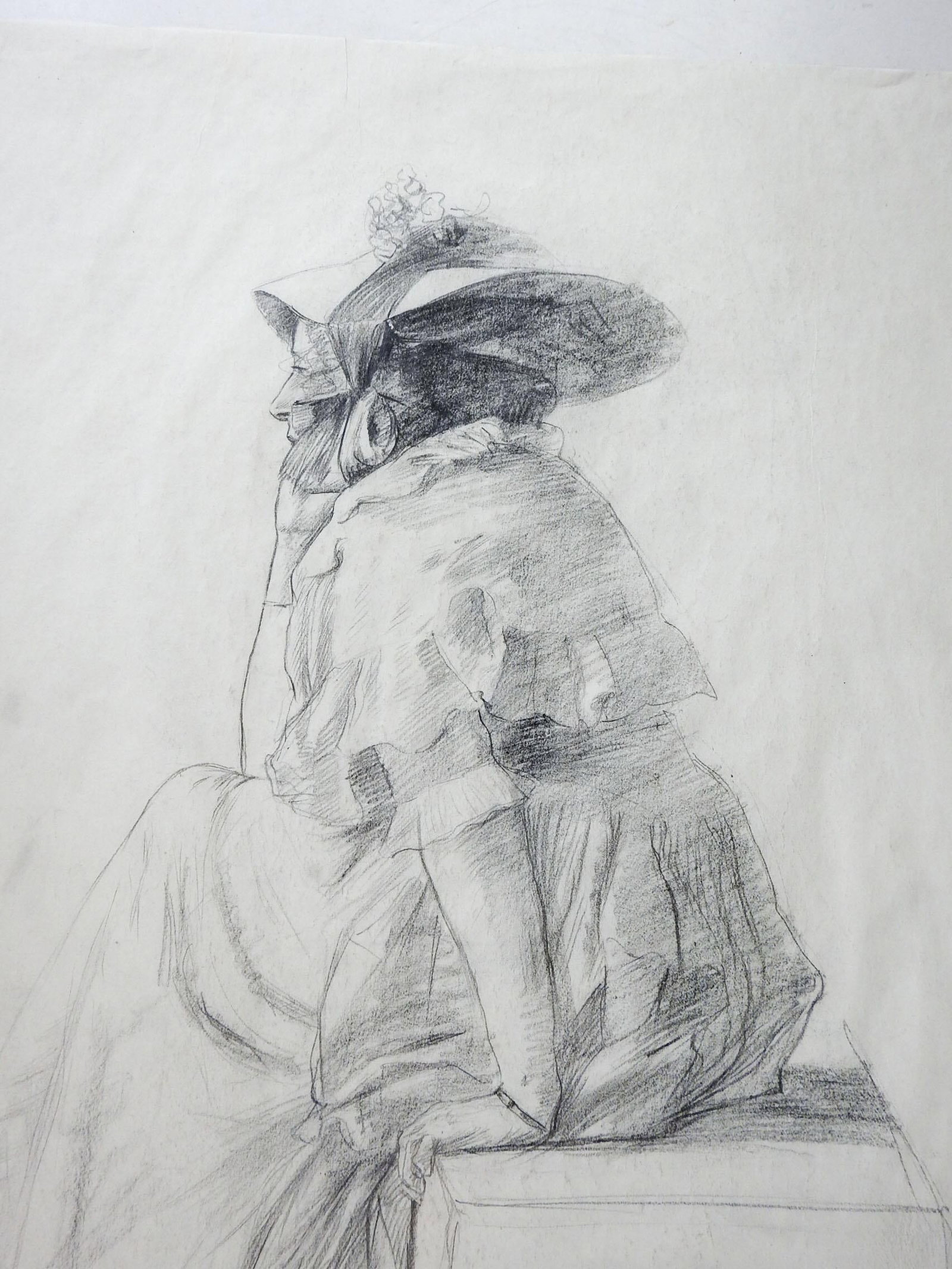 Late 19th Century Woman in Bonnet Portrait Drawing - 2