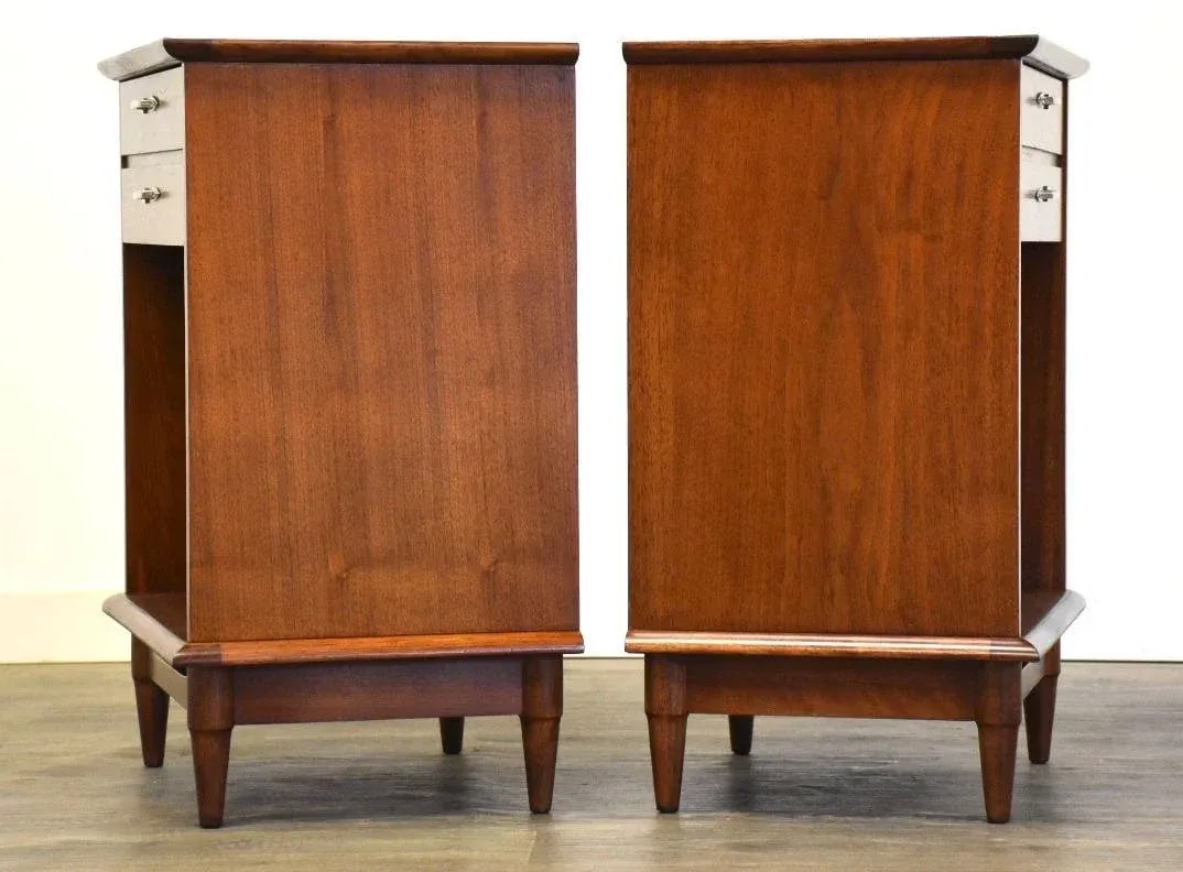 Lane Walnut Mid-Century Modern Nightstands- a Pair - 2
