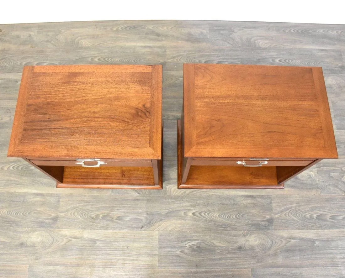 Lane Walnut Mid-Century Modern Nightstands- a Pair - 4