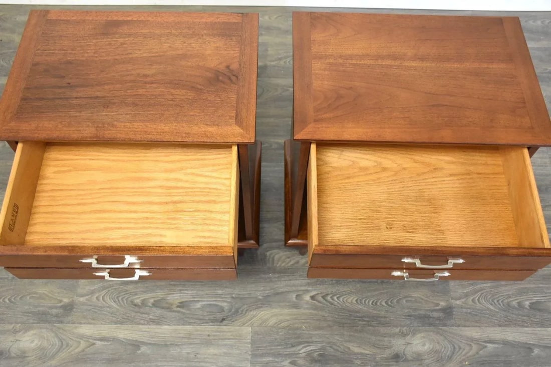 Lane Walnut Mid-Century Modern Nightstands- a Pair - 7