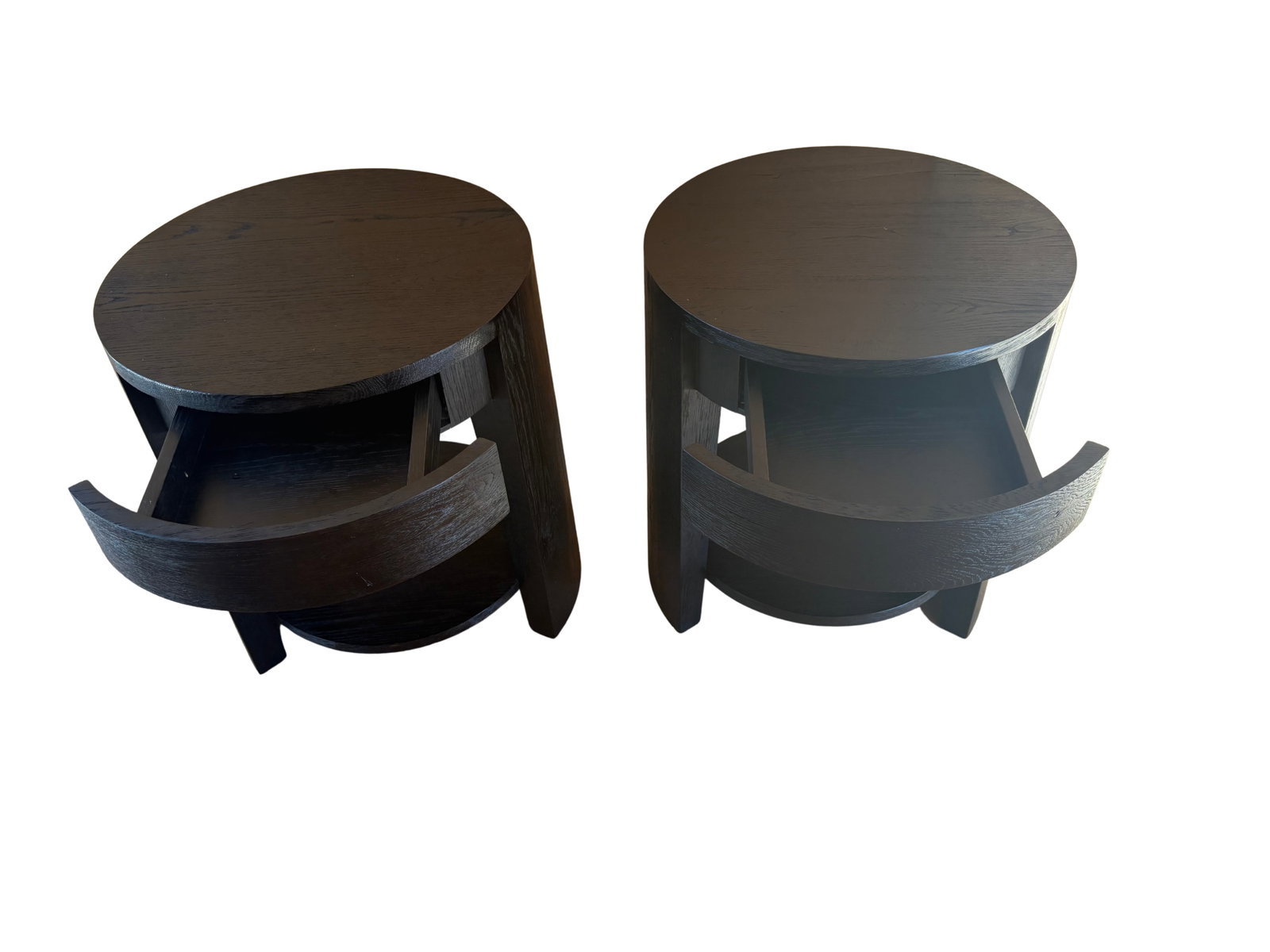 Restoration Hardware Wyeth Oak Round Bedside Tables - Set - 10