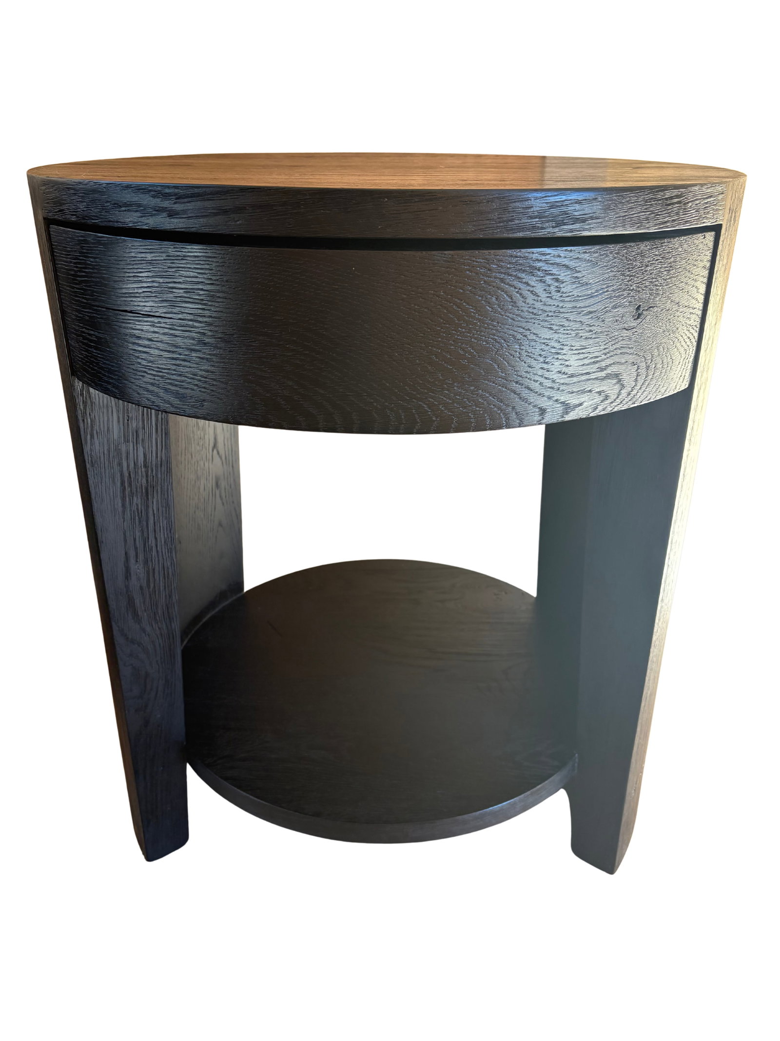 Restoration Hardware Wyeth Oak Round Bedside Tables - Set - 3