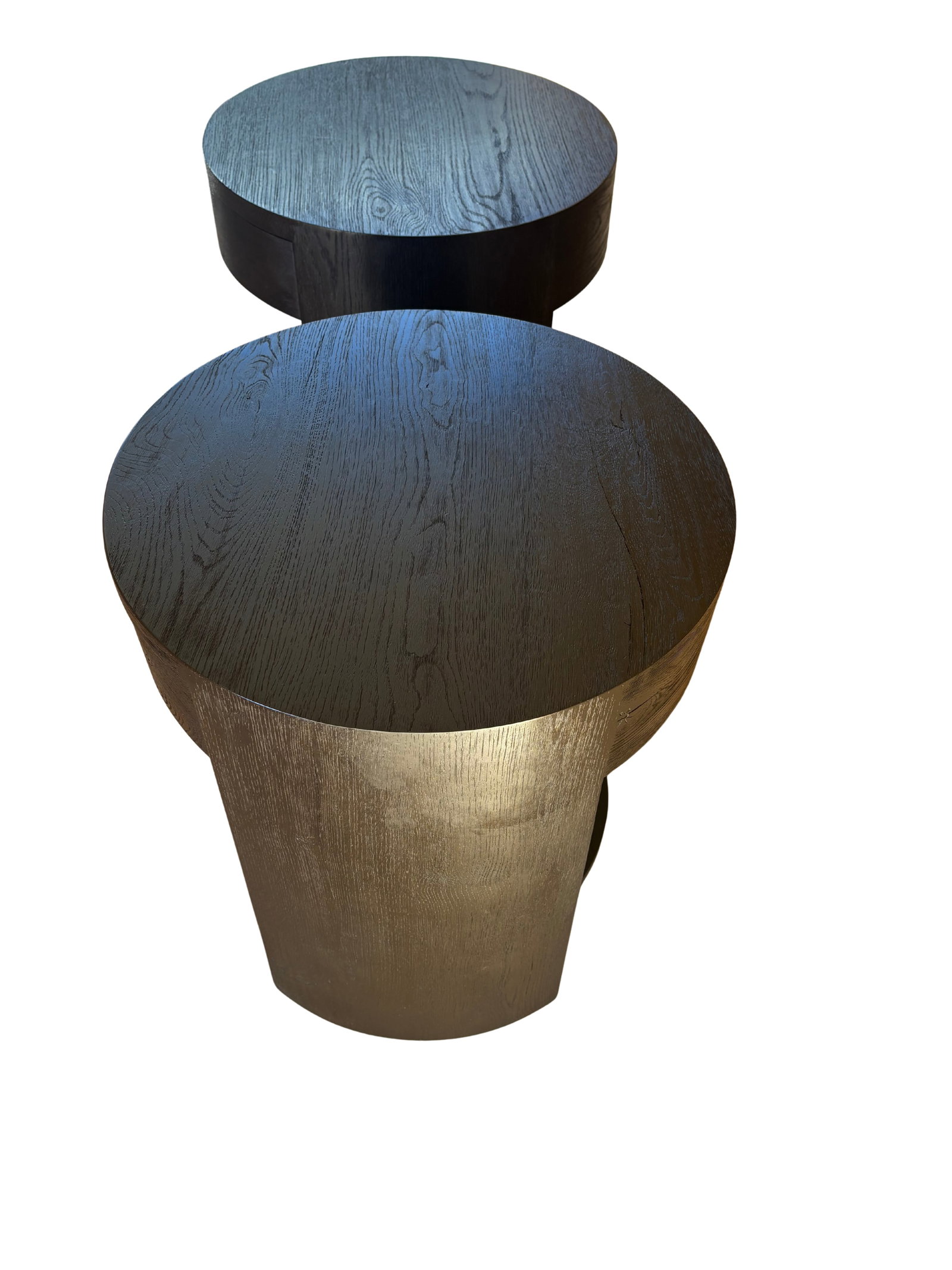 Restoration Hardware Wyeth Oak Round Bedside Tables - Set - 7