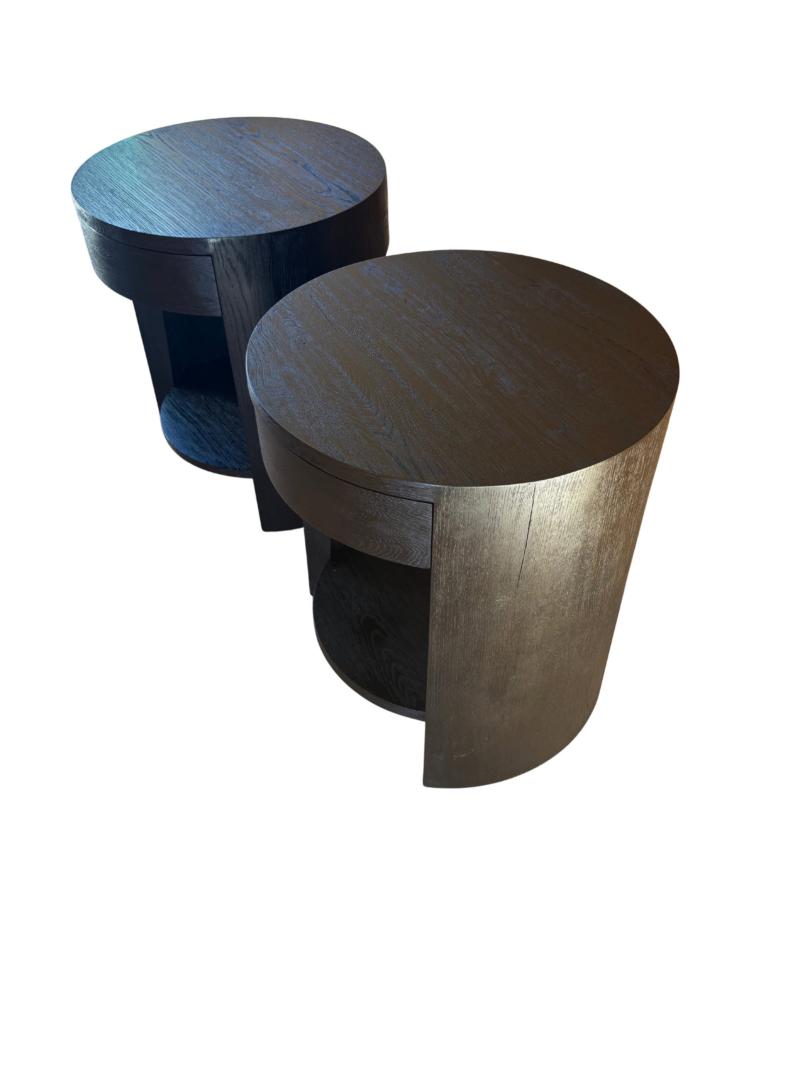 Restoration Hardware Wyeth Oak Round Bedside Tables - Set - 8