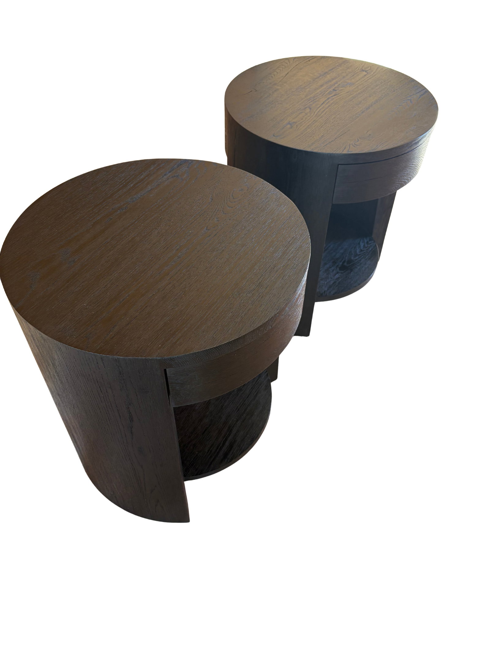 Restoration Hardware Wyeth Oak Round Bedside Tables - Set - 9