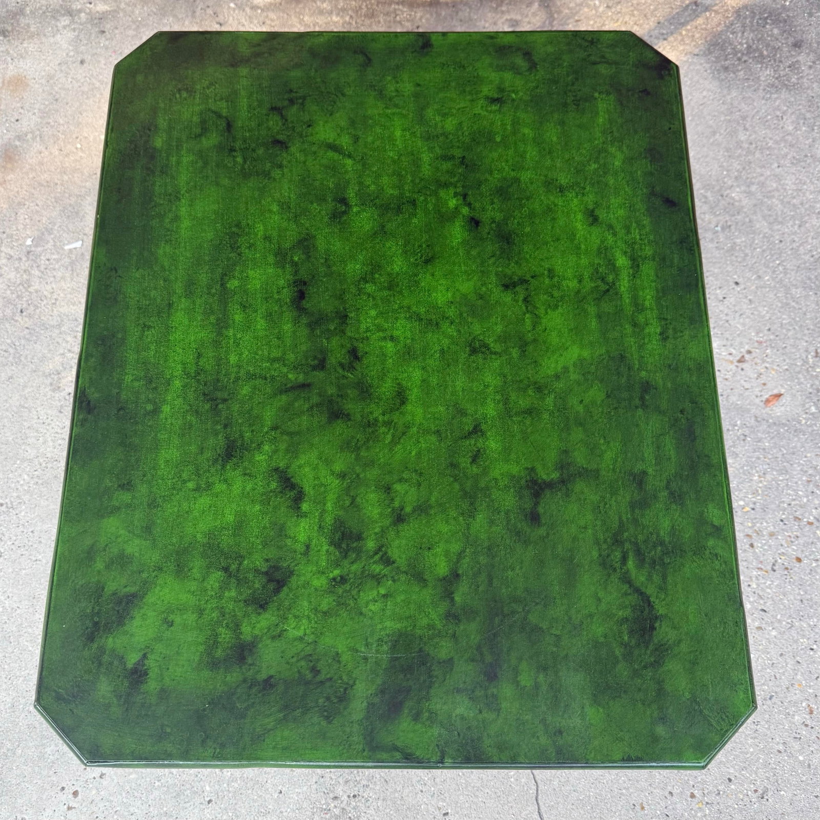 Vintage Mid Century Rattan Side Table With Deep Verdant Lacquer Finish - Newly Painted - 11