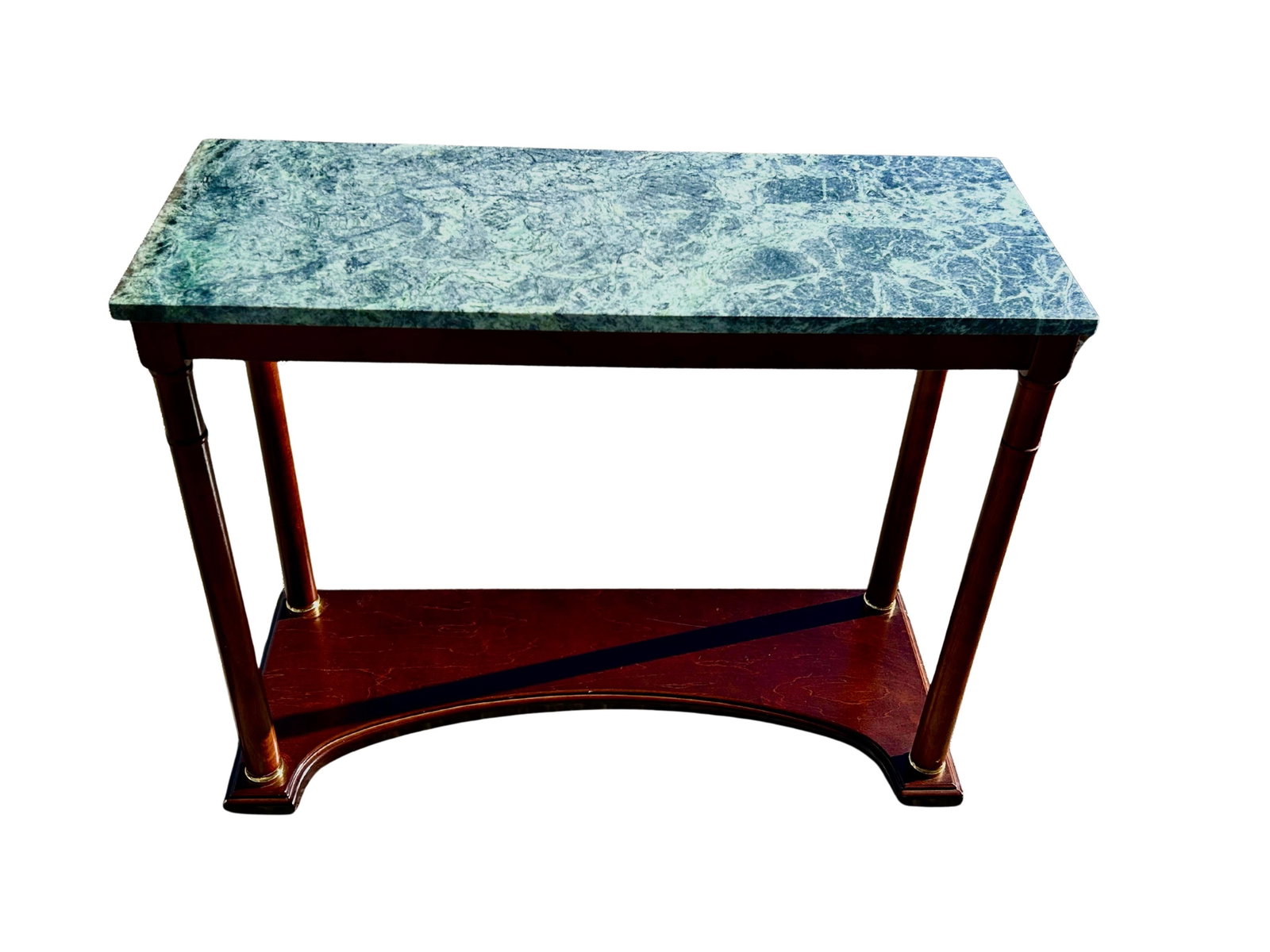 Vintage Regency-Style Console Table With Green Marble Top Attributed to Bombay Company - 2
