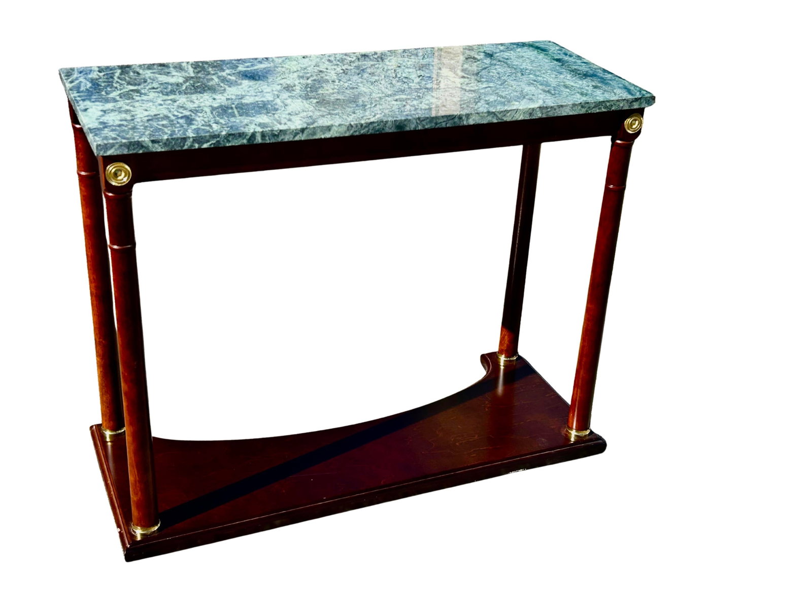 Vintage Regency-Style Console Table With Green Marble Top Attributed to Bombay Company - 3