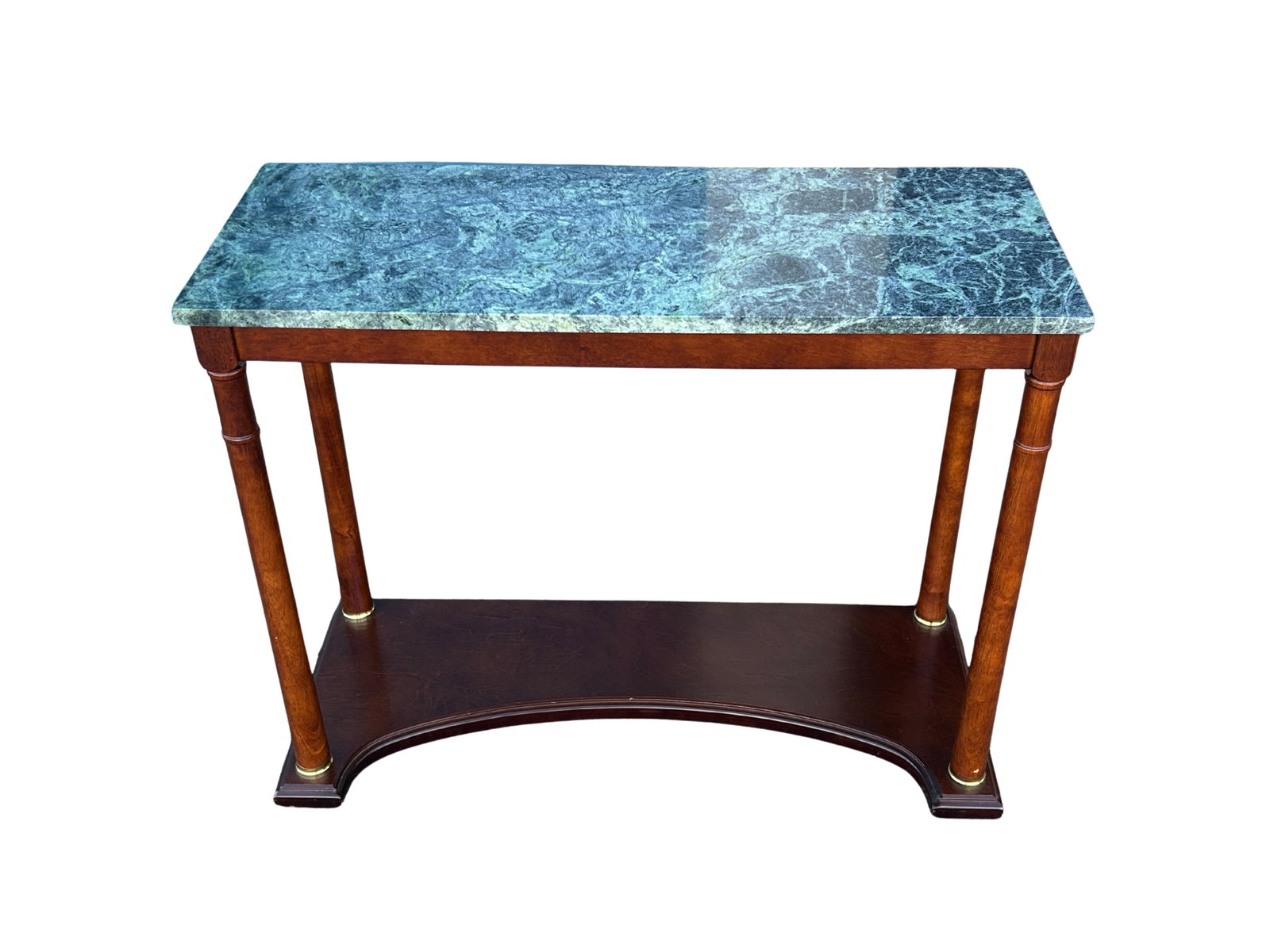 Vintage Regency-Style Console Table With Green Marble Top Attributed to Bombay Company - 5