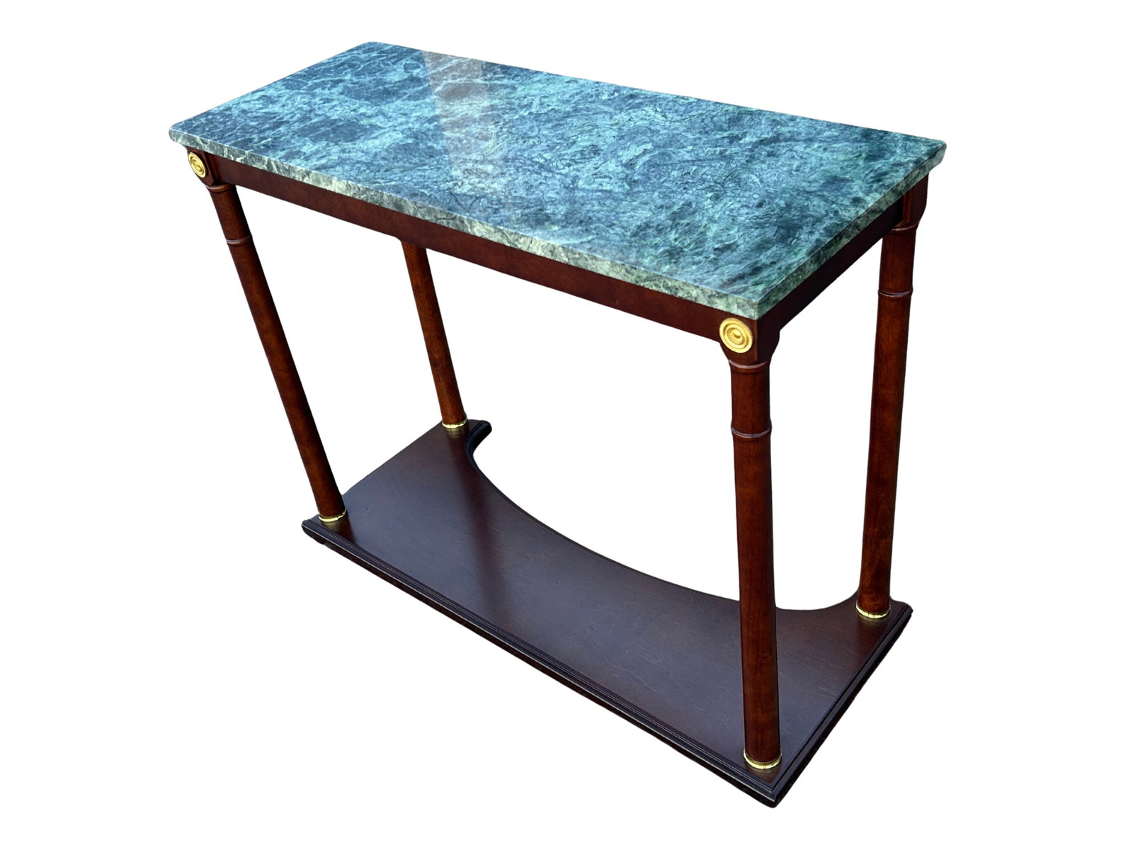 Vintage Regency-Style Console Table With Green Marble Top Attributed to Bombay Company - 6