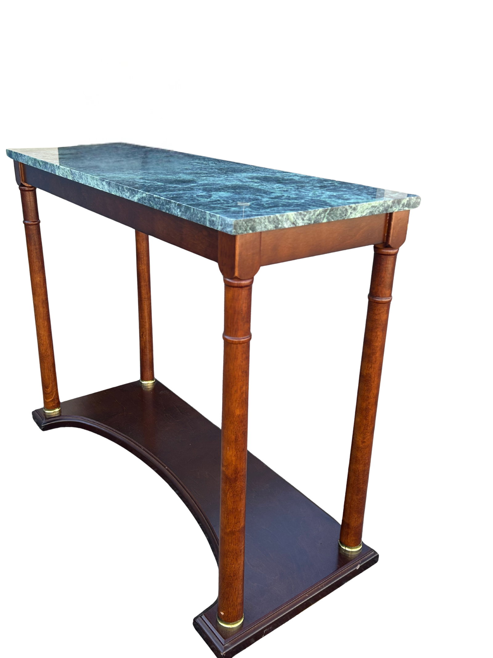 Vintage Regency-Style Console Table With Green Marble Top Attributed to Bombay Company - 7