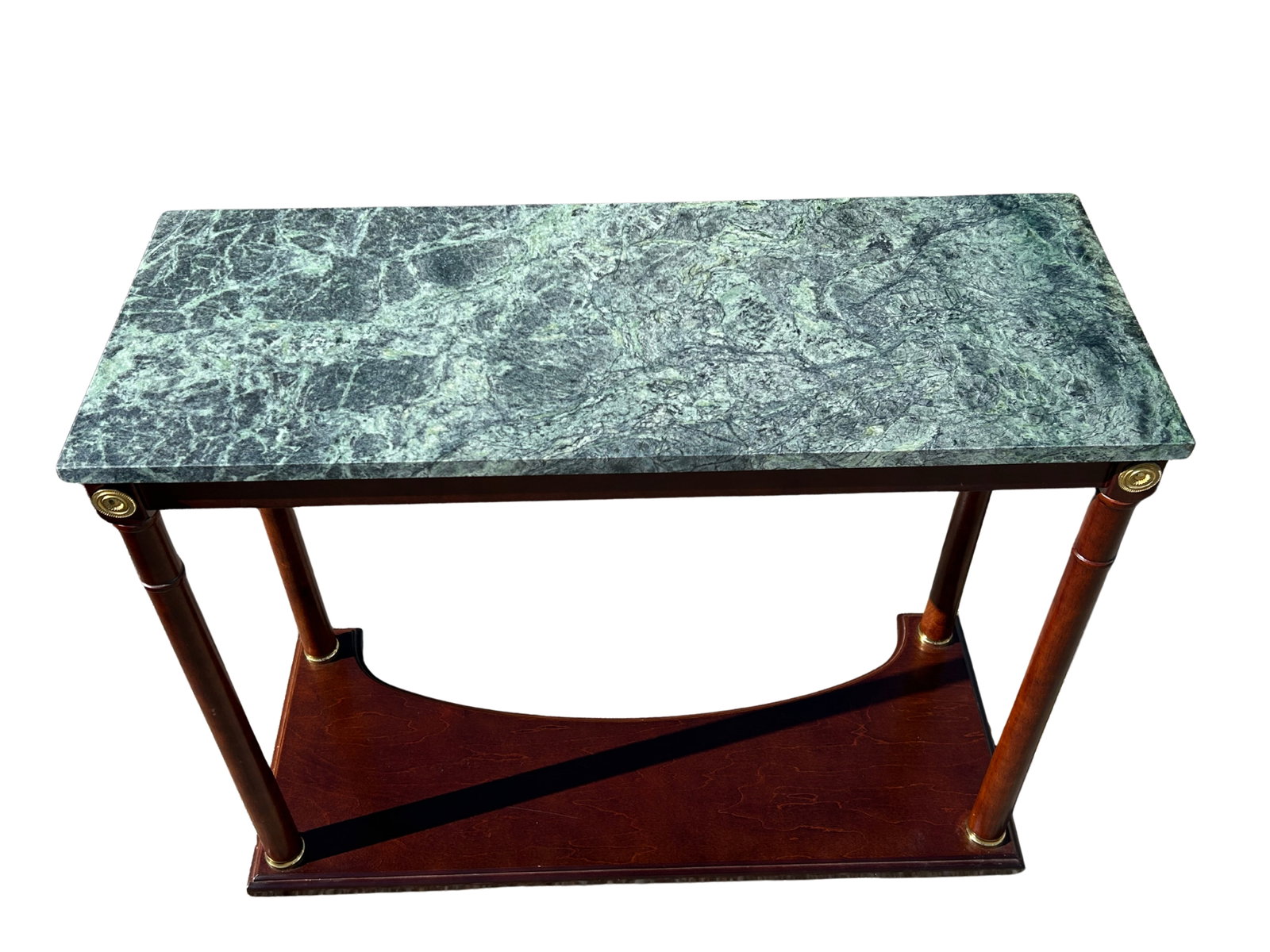 Vintage Regency-Style Console Table With Green Marble Top Attributed to Bombay Company - 8