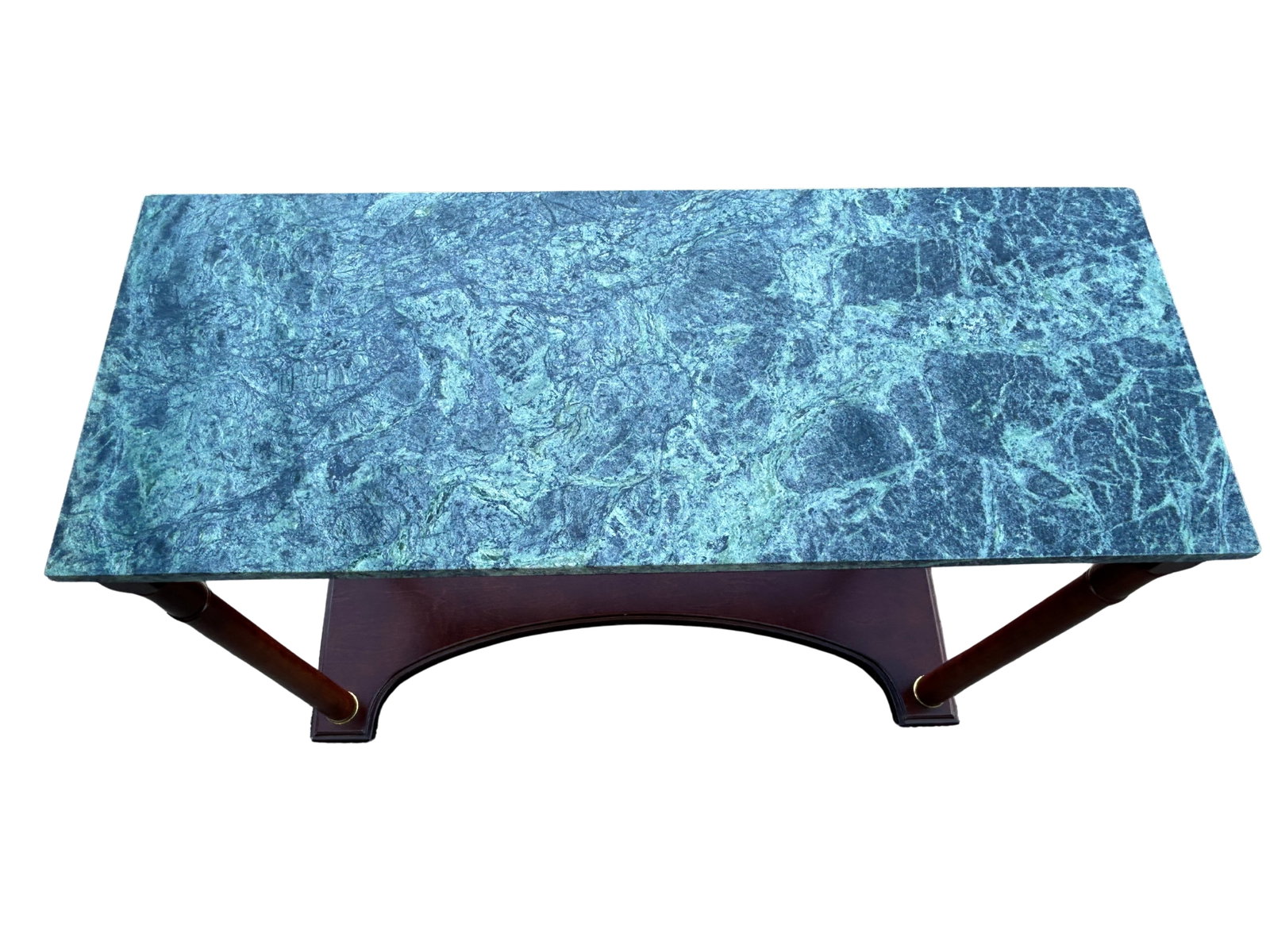 Vintage Regency-Style Console Table With Green Marble Top Attributed to Bombay Company - 9