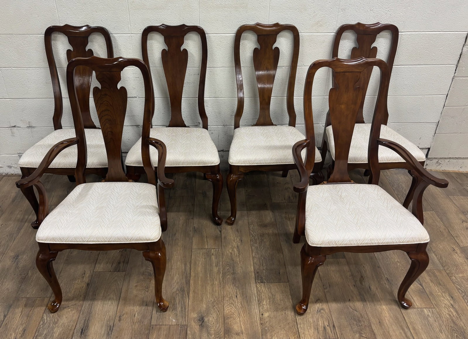 Vintage Drexel Heritage Queen Anne Style Dining Chairs - Full Set of 6 - 4