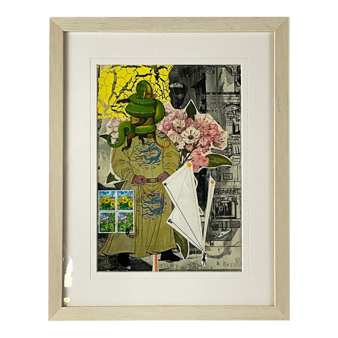 Contemporary Collage "Wear It In" by Paris Artist Matthew Rose: Wear It In by Matthew Rose Framed Collage, 13.25" x 16.75" Known widely for his collage works and wall-to-wall, ceiling-to-floor installations, he graduated from Brown University (1981) with a degree