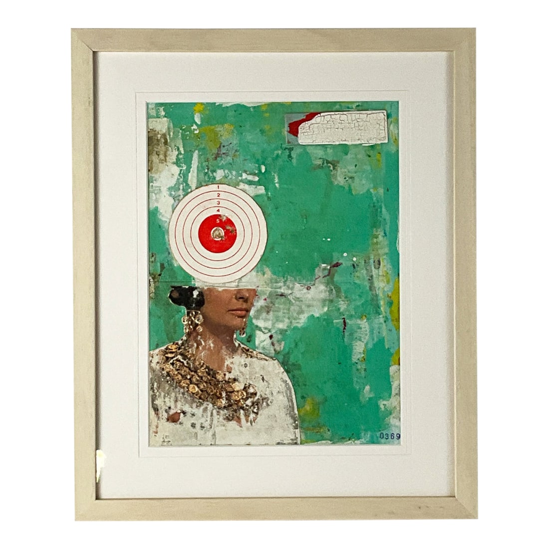 Contemporary Collage "Aim Lower" by Paris Arist Matthew Rose: Aim Lower by Matthew Rose Framed collag, 14.25" x 17.25" Known widely for his collage works and wall-to-wall, ceiling-to-floor installations, he graduated from Brown University (1981) with a degree