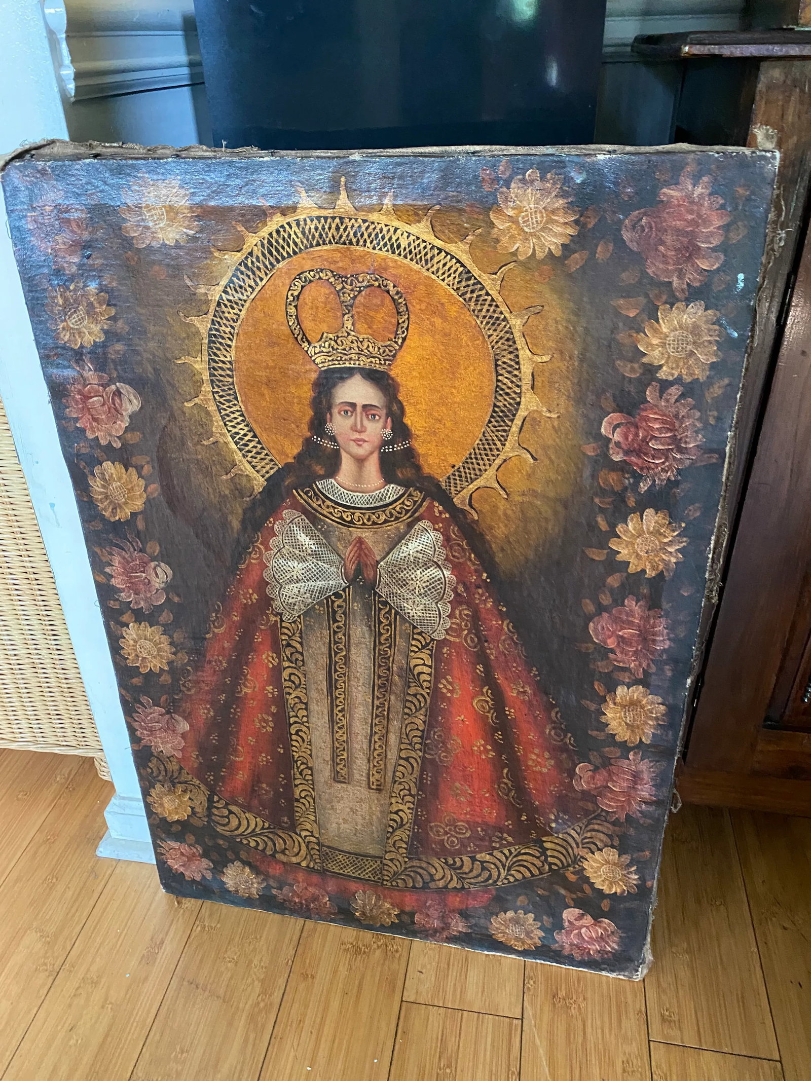 Late 19th Century Madonna Portrait Oil Painting on Canvas - 10