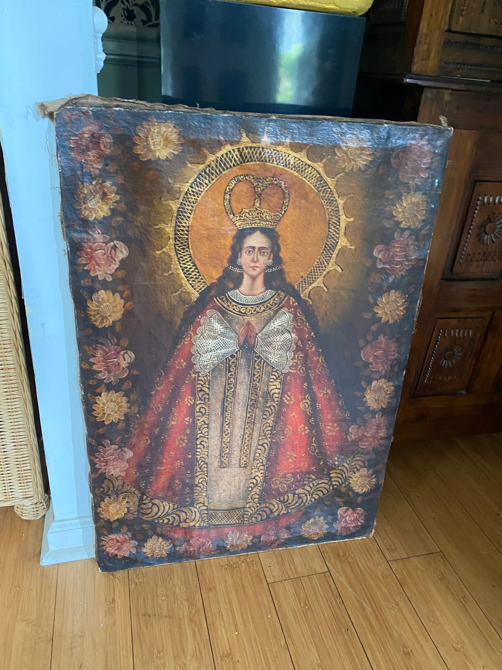 Late 19th Century Madonna Portrait Oil Painting on Canvas - 11