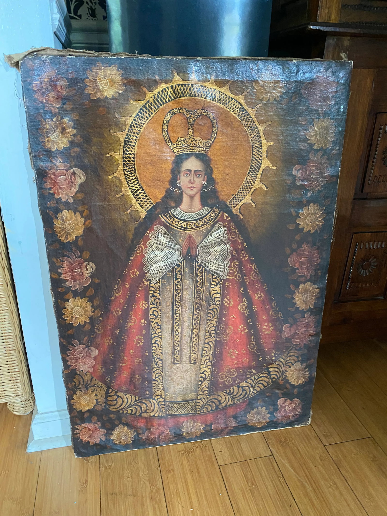 Late 19th Century Madonna Portrait Oil Painting on Canvas - 12