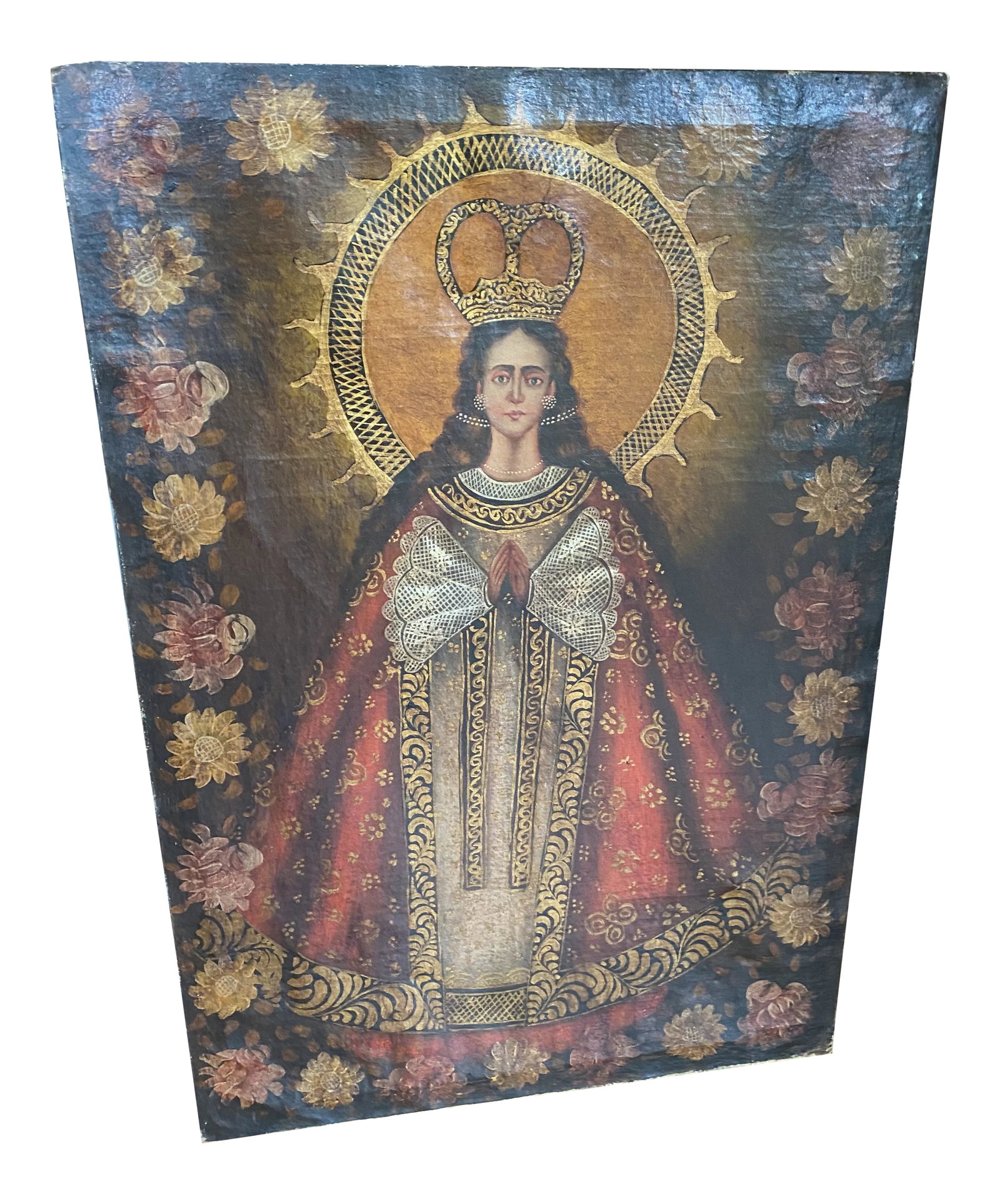 Late 19th Century Madonna Portrait Oil Painting on Canvas: Paralyzing beauty! Madonna in oil on canvas that is so stunning I hate to get rid of her but I know the new appreciation she'll receive is worth it! Please check out my other listings! Condition: Alte