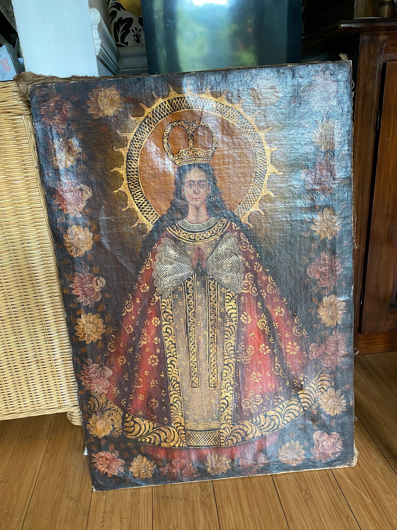 Late 19th Century Madonna Portrait Oil Painting on Canvas - 4