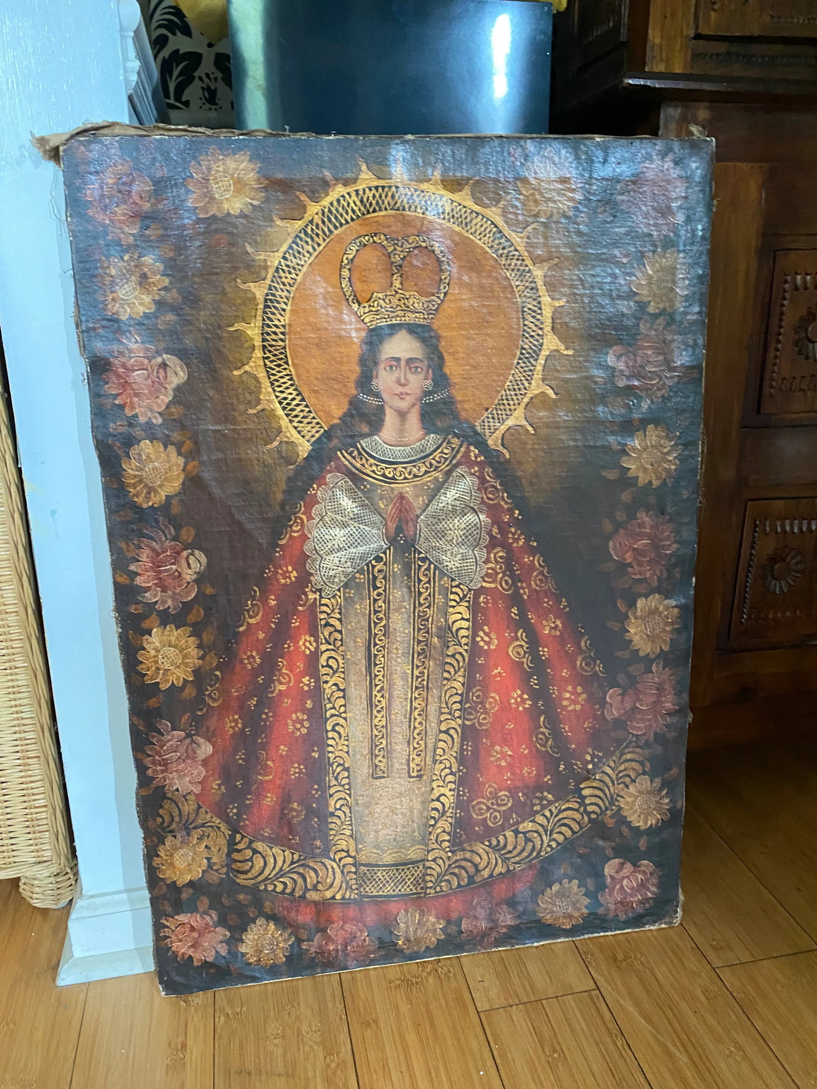 Late 19th Century Madonna Portrait Oil Painting on Canvas - 9