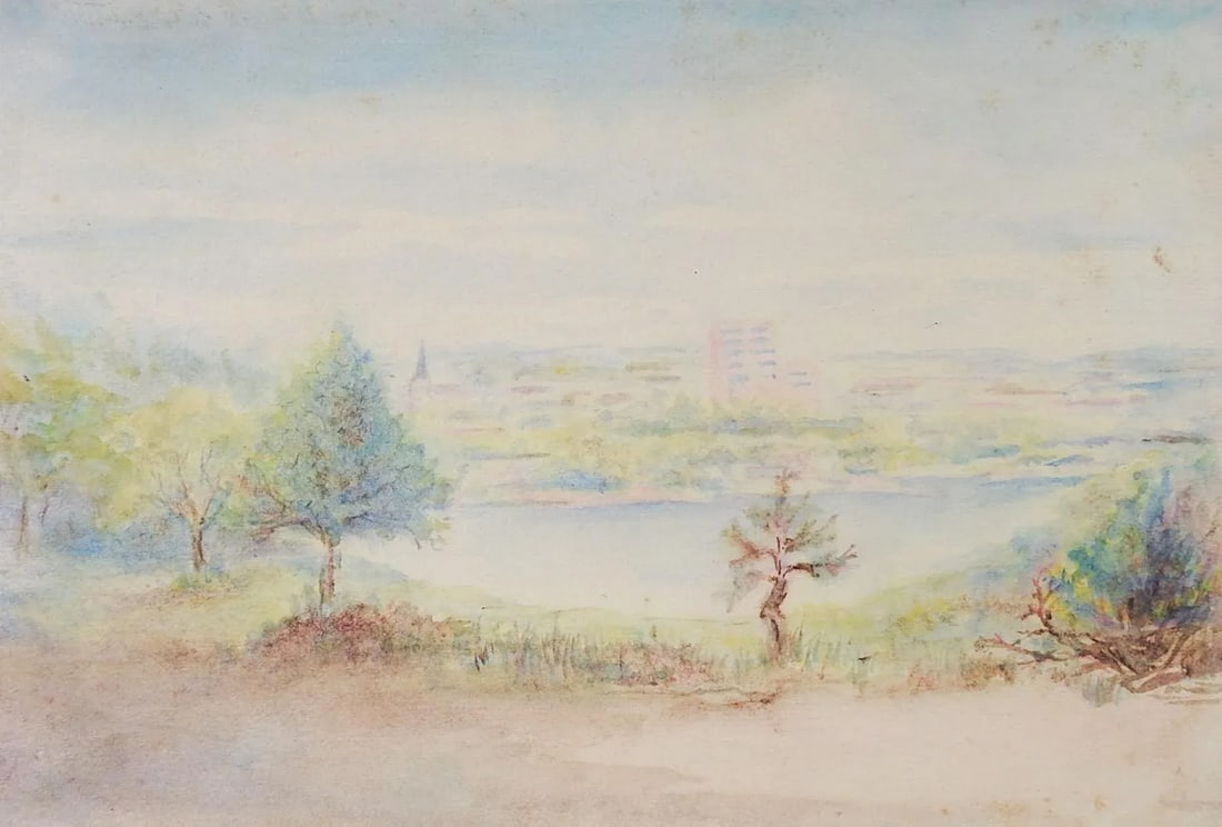 Antique Plein Air Watercolor Landscape Painting - 3