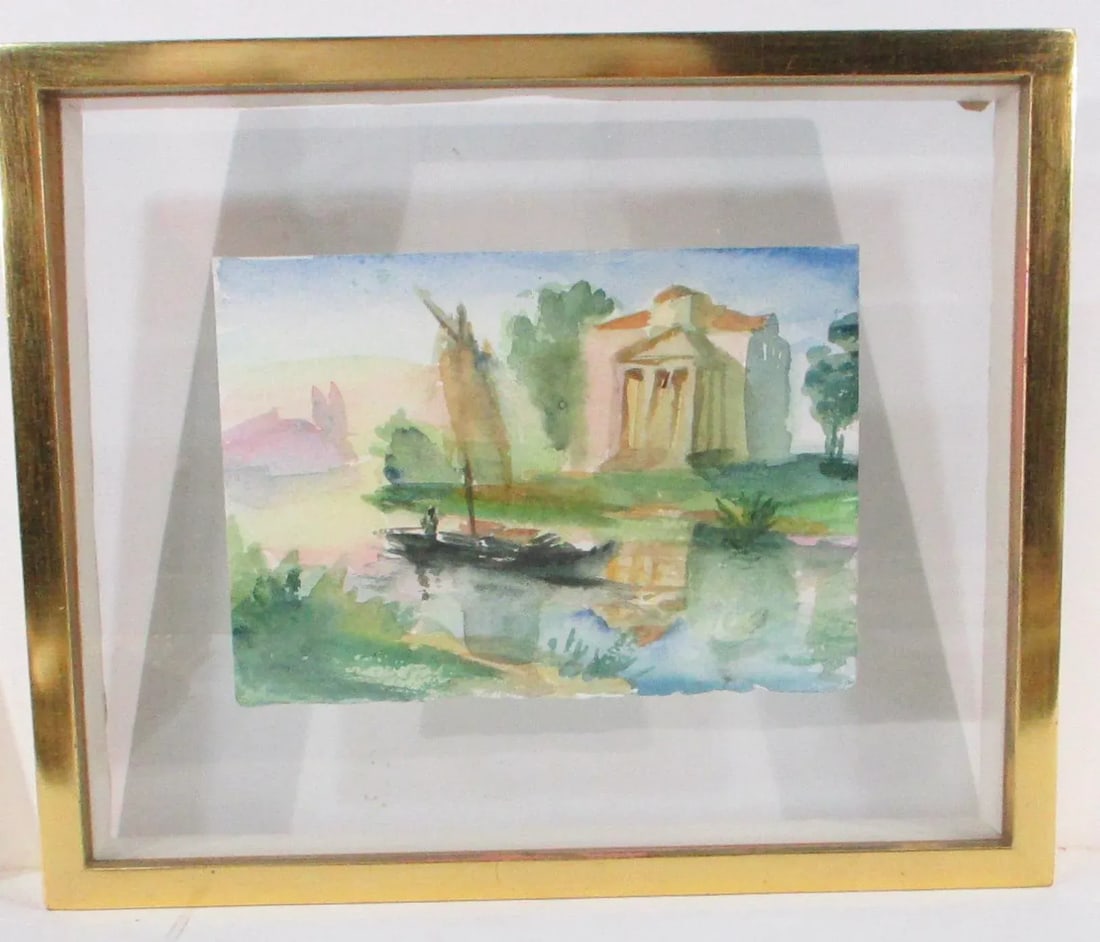 1986 Plein Air Architectural Landscape Watercolor Painting by Robert Huber, Framed - 5