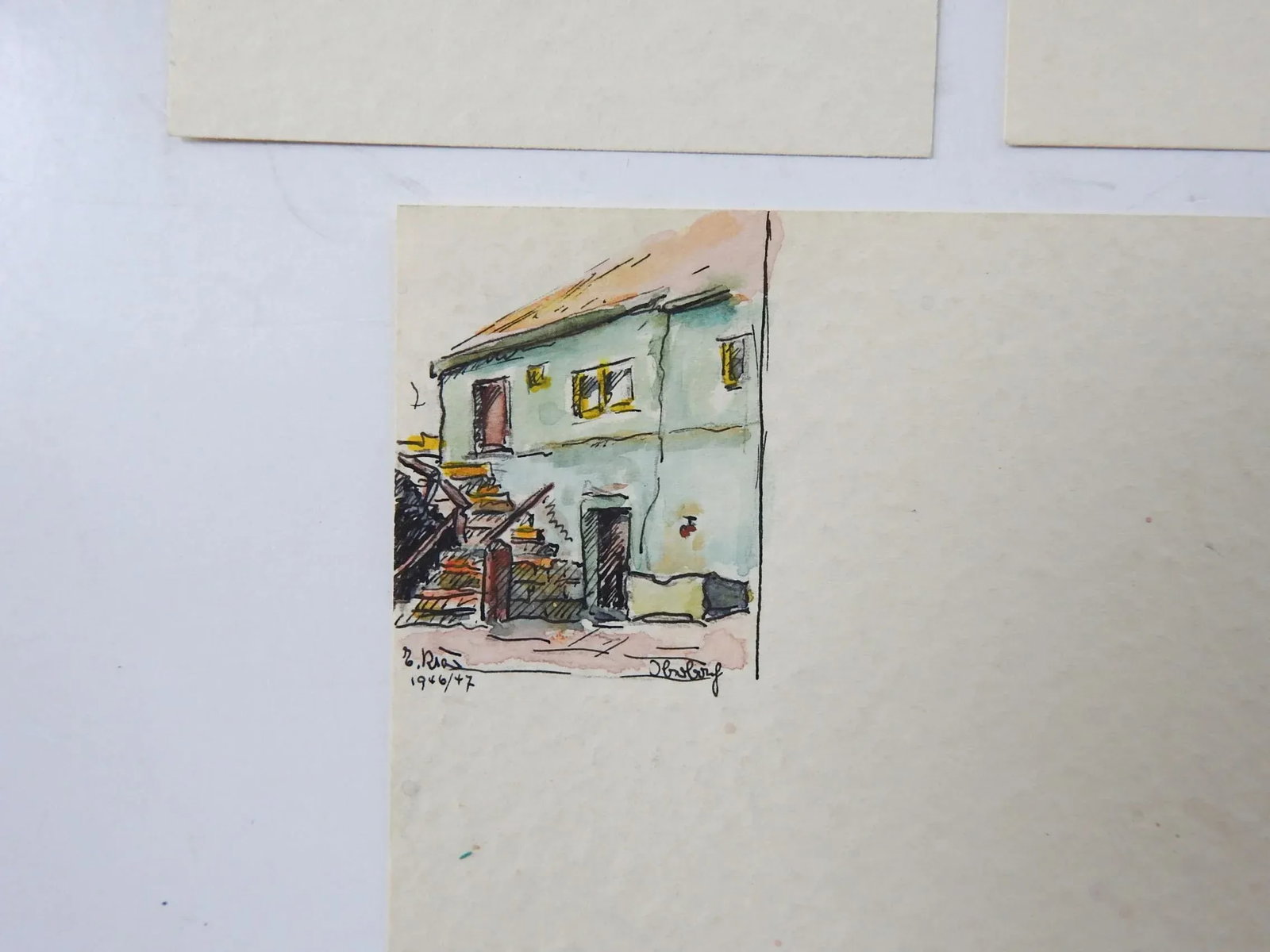 Tiny Mid Century European Villages Watercolor Paintings - Set of 3 - 4