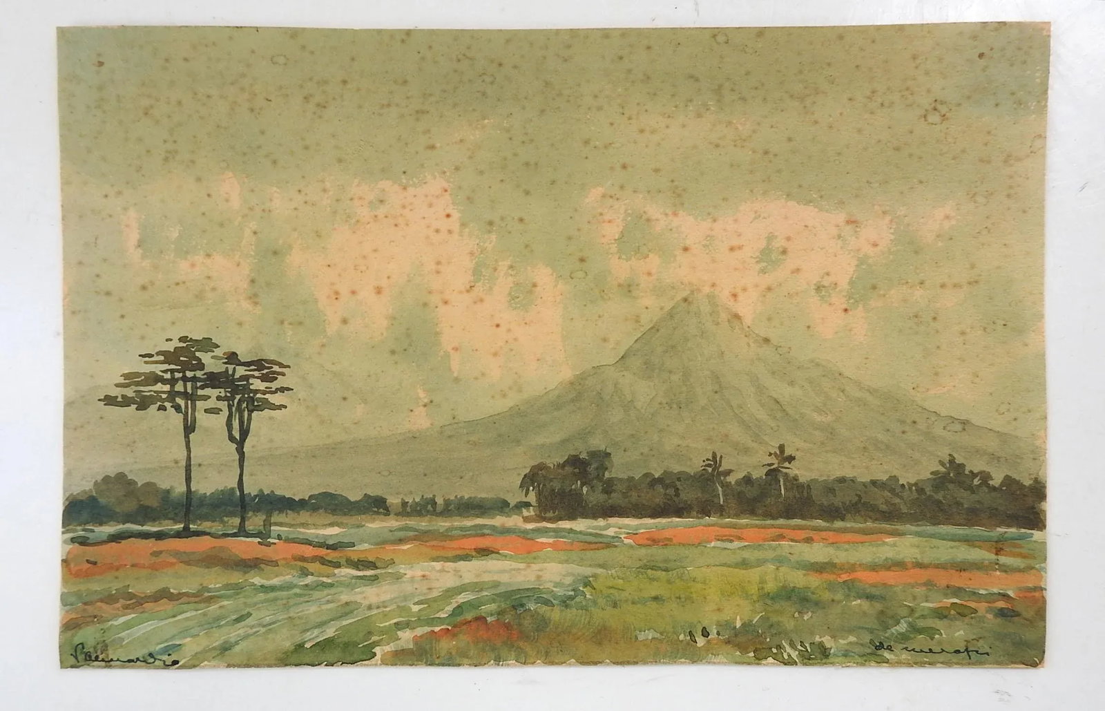 Vintage Indonesian Watercolor Landscape Paintings - a Pair - 5
