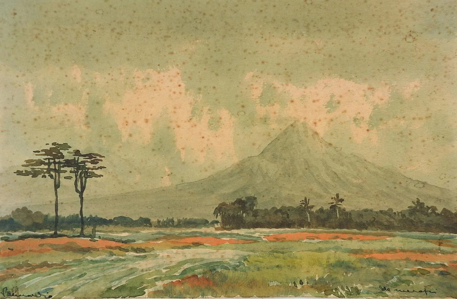Vintage Indonesian Watercolor Landscape Paintings - a Pair - 8
