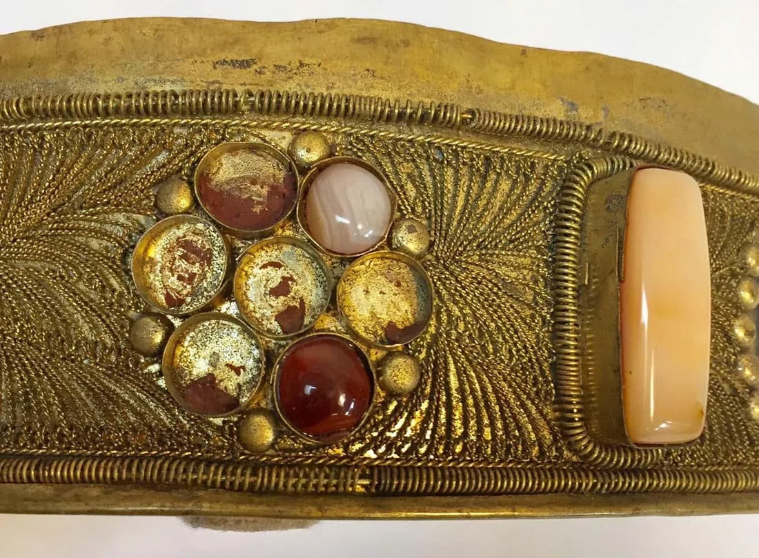 Vintage Moorish Agate Inlaid Wedding Jewelry Dressing Box - 9