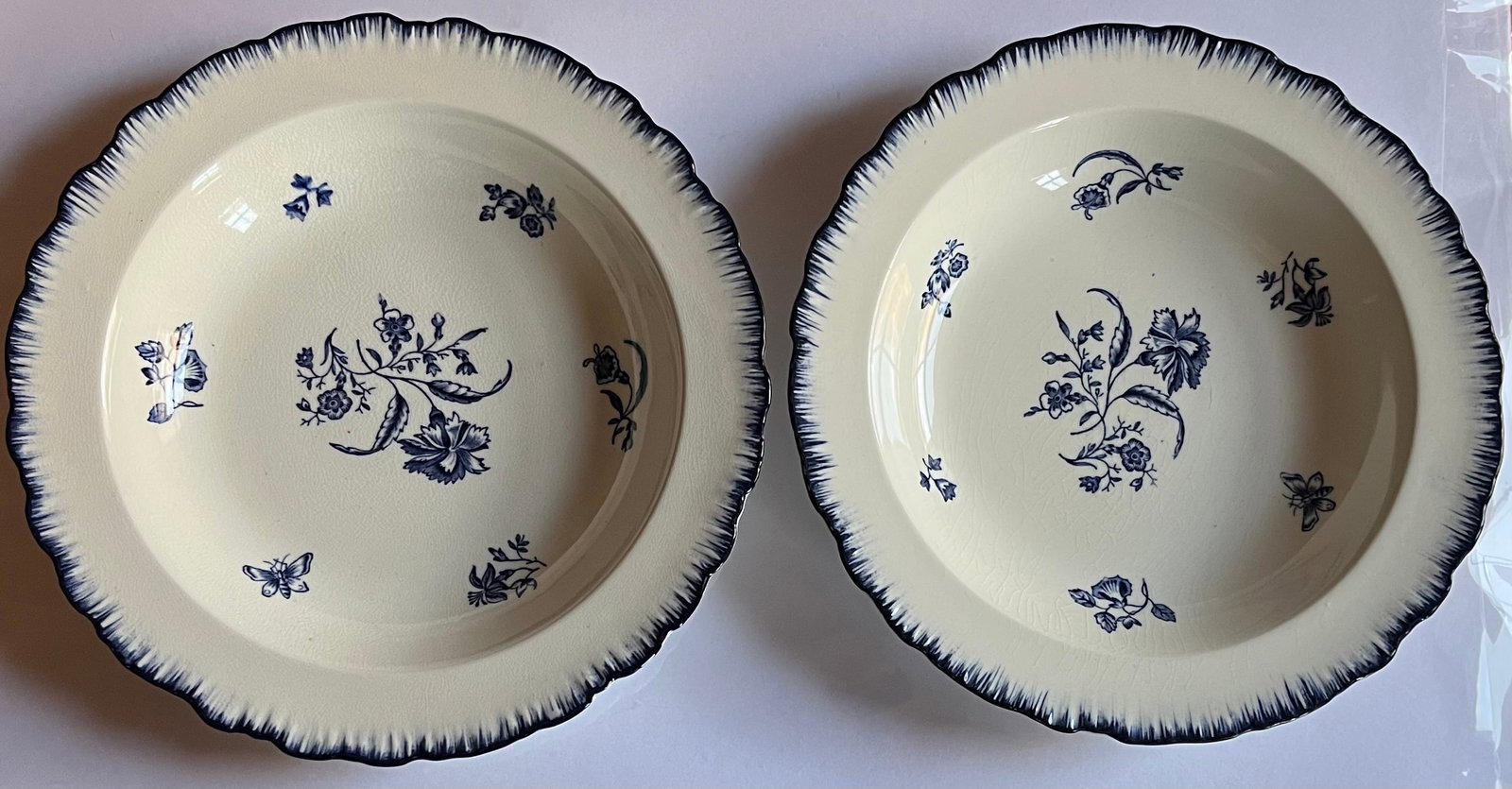 Antique Early 20th C. English Blue & White Cauldon Porcelain Soup Bowls in the Gillyflower Pattern f - 10