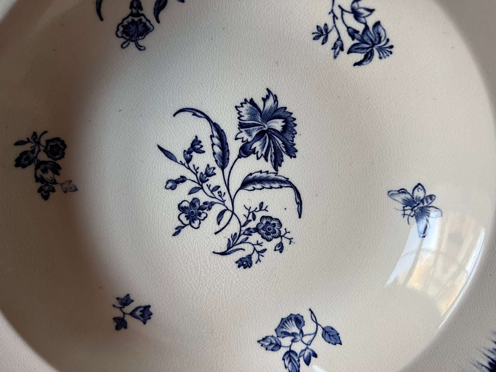 Antique Early 20th C. English Blue & White Cauldon Porcelain Soup Bowls in the Gillyflower Pattern f - 16