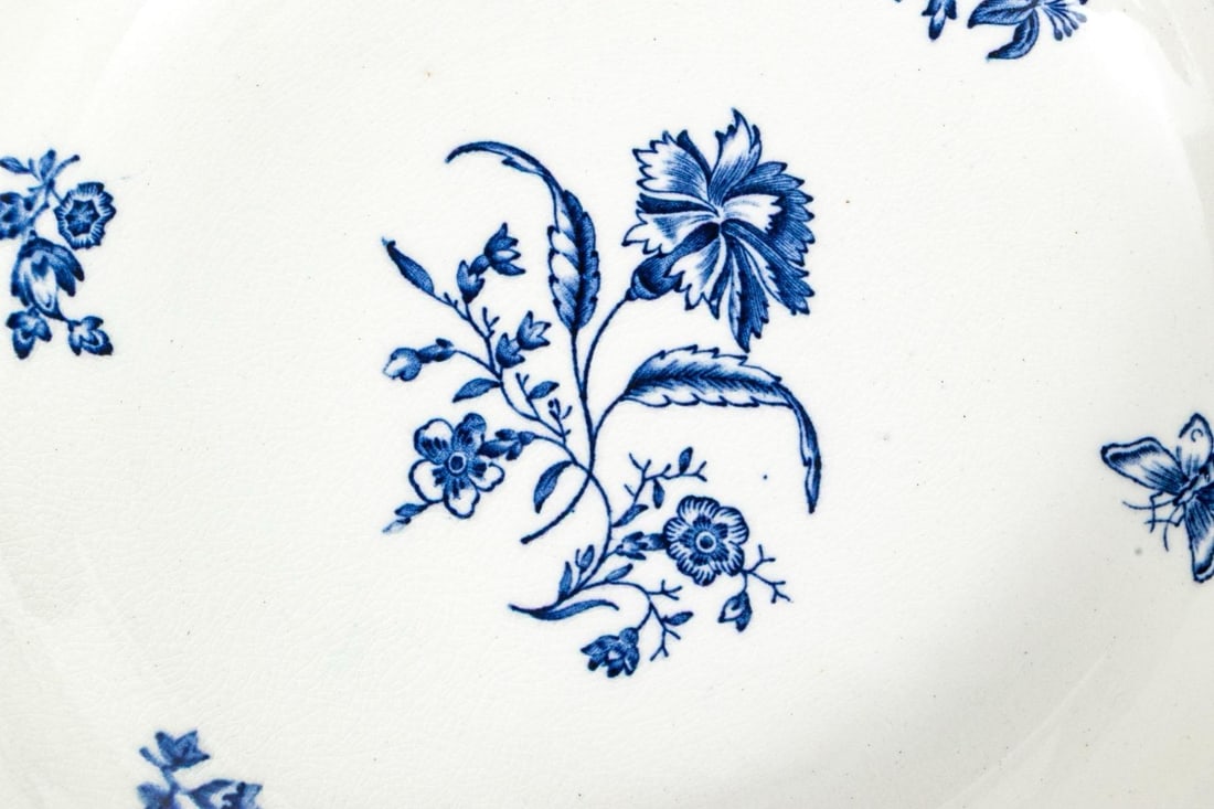 Antique Early 20th C. English Blue & White Cauldon Porcelain Soup Bowls in the Gillyflower Pattern f - 3