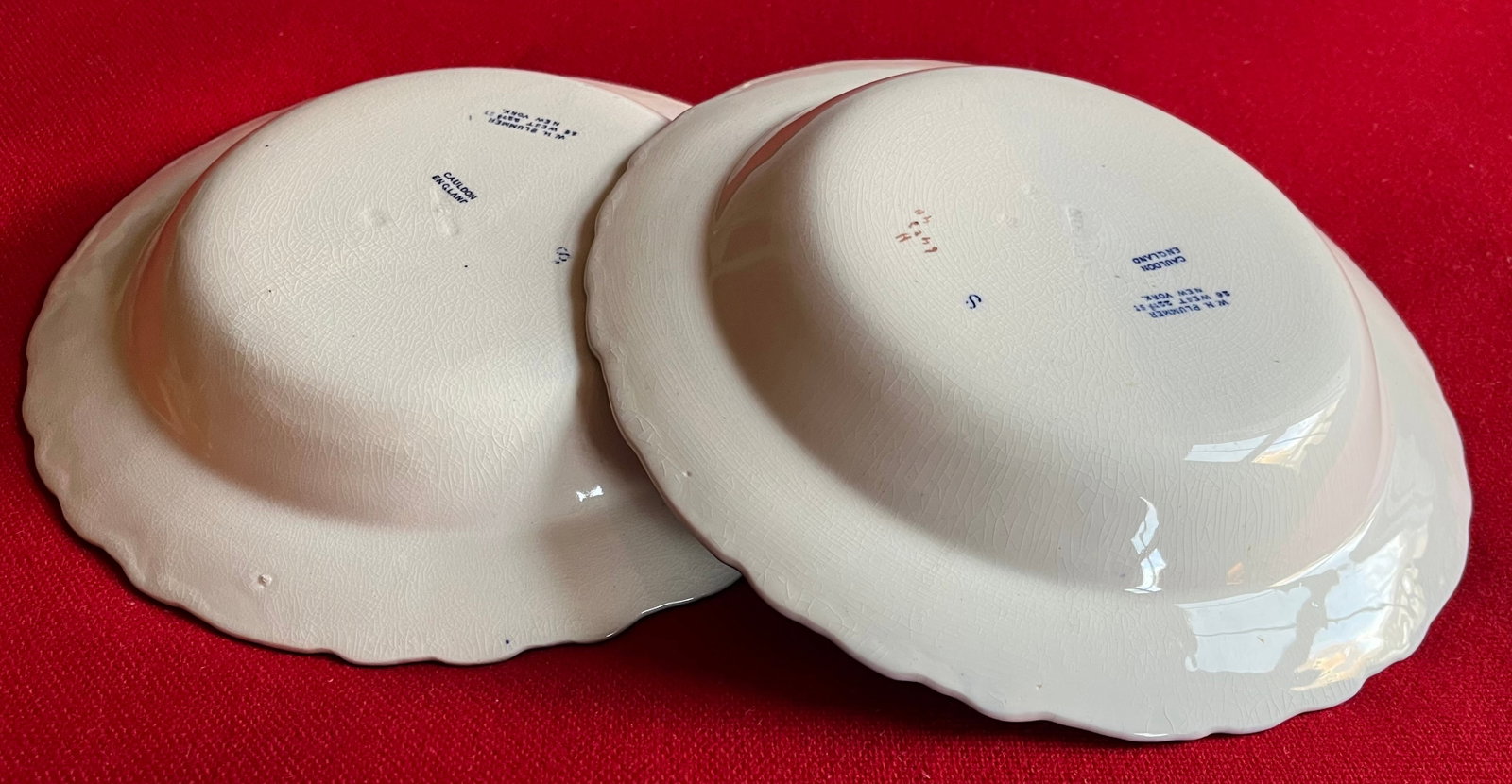 Antique Early 20th C. English Blue & White Cauldon Porcelain Soup Bowls in the Gillyflower Pattern f - 7