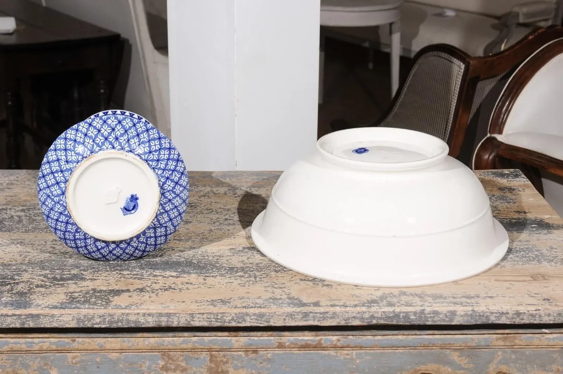 Westhead, Moore & Co. Valletta English Blue & White Brown Wash Basin- 2 Pieces - 11