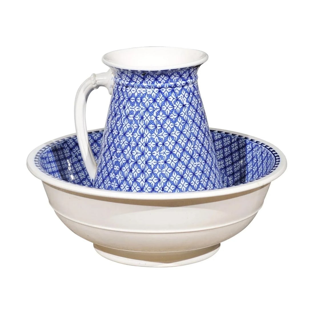 Westhead, Moore & Co. Valletta English Blue & White Brown Wash Basin- 2 Pieces - 12