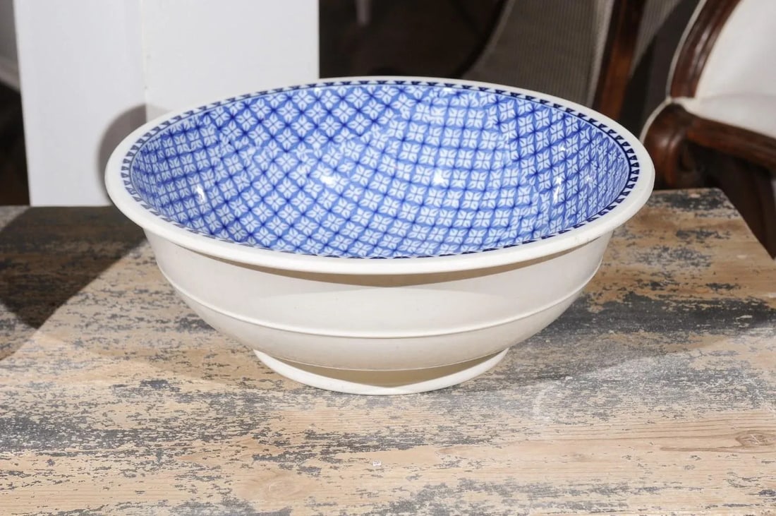 Westhead, Moore & Co. Valletta English Blue & White Brown Wash Basin- 2 Pieces - 6