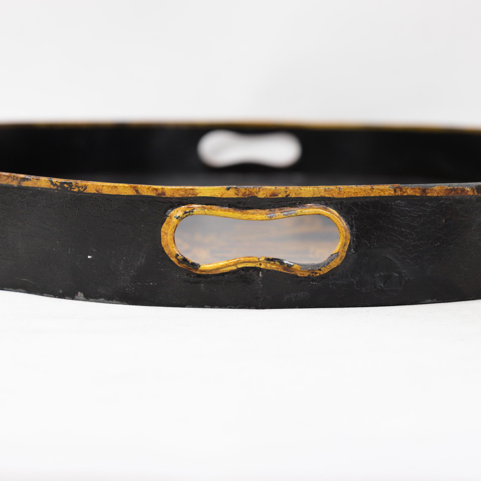 Vintage Black and Gold Chinoiserie Lacquerware Serving Tray - 9
