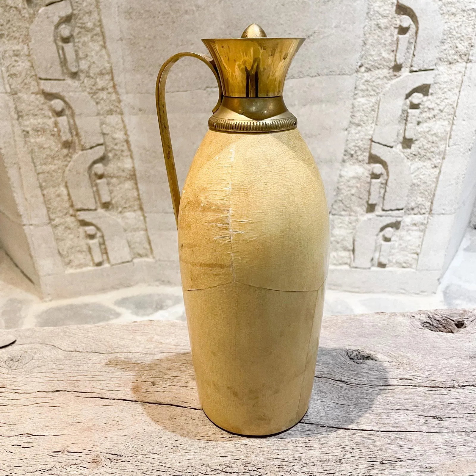 Aldo Tura for Macabo Carafe Pitcher Lacquered Goatskin and Brass 1940s Italy - 6