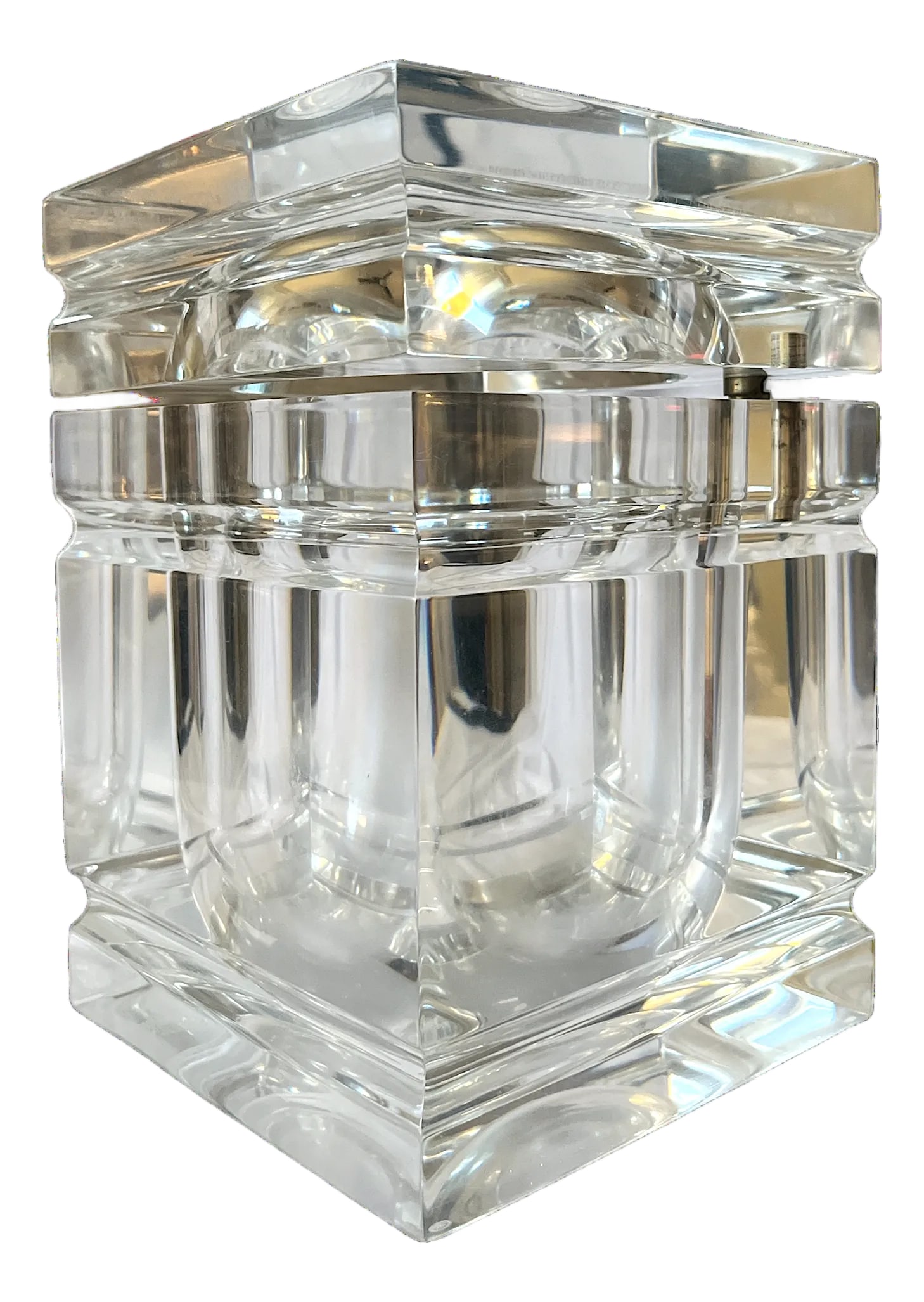 Large Vintage Lucite Ice Bucket With Swivel Lid, Attributed to Alessandro Albrizzi, Italy, C. 1970s (1 of 9)